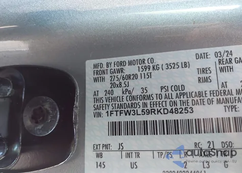 2024 Ford F-150 Xlt from USA, damaged, VIN 1FTFW3L59RKD48253